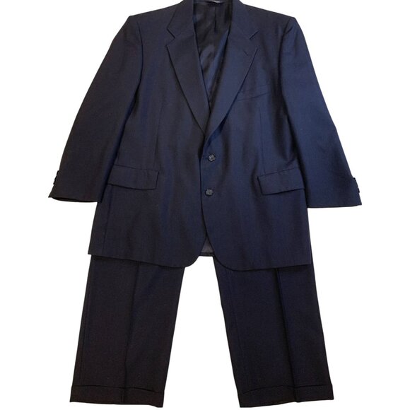 Heisman Trophy Collection Suit Mens Large Navy 2 Piece Made in USA 2 Button - Picture 1 of 16
